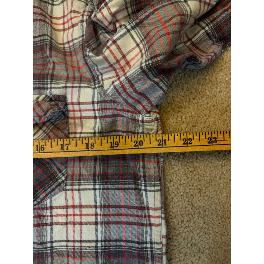 Men's Plaid Button Up‎ Flannel Shirt Medium Gray Red Lumberjack Style - Picture 4 of 6